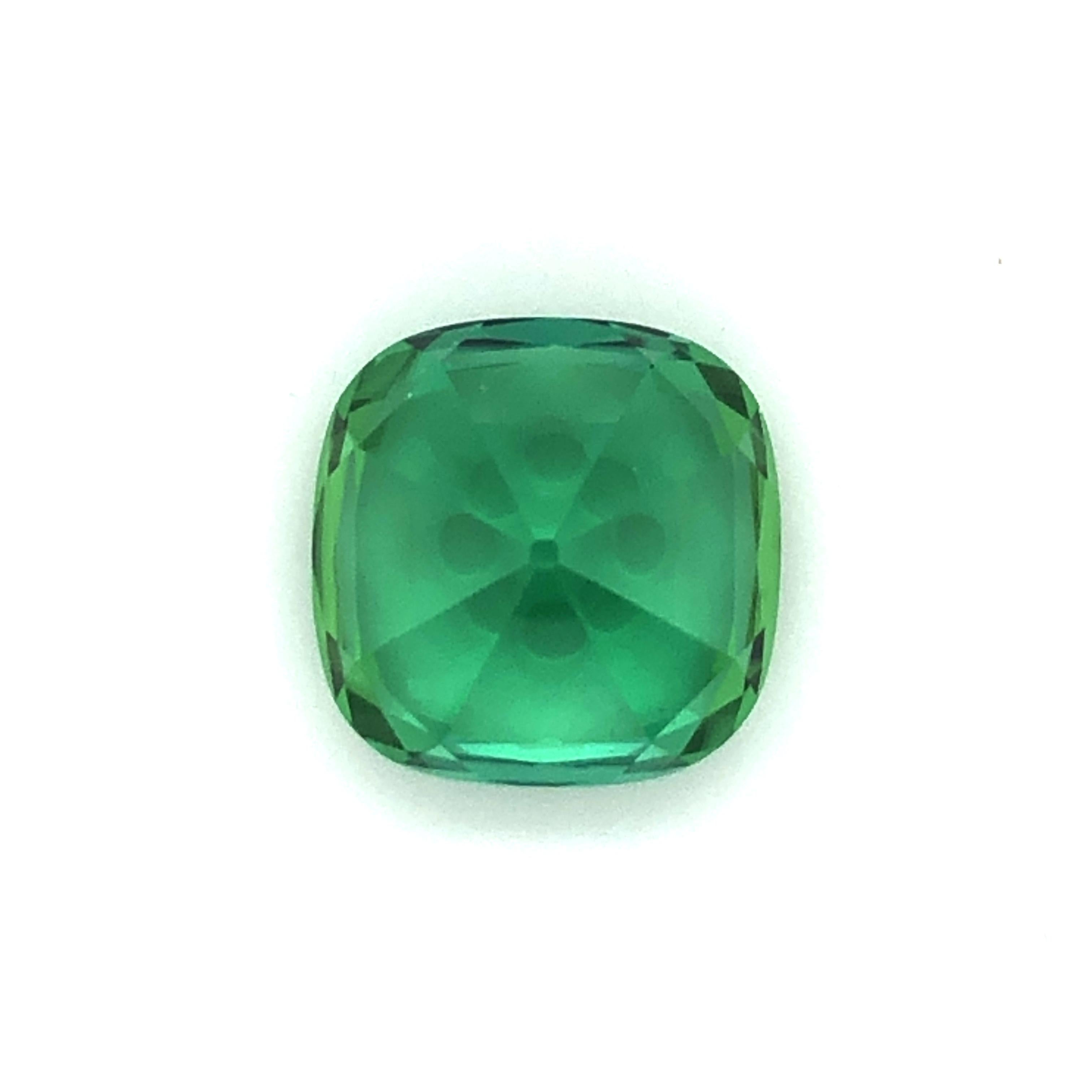 Vibrant Mint Colored Square Cushion Tourmaline of 15.76 Ct For Sale 8