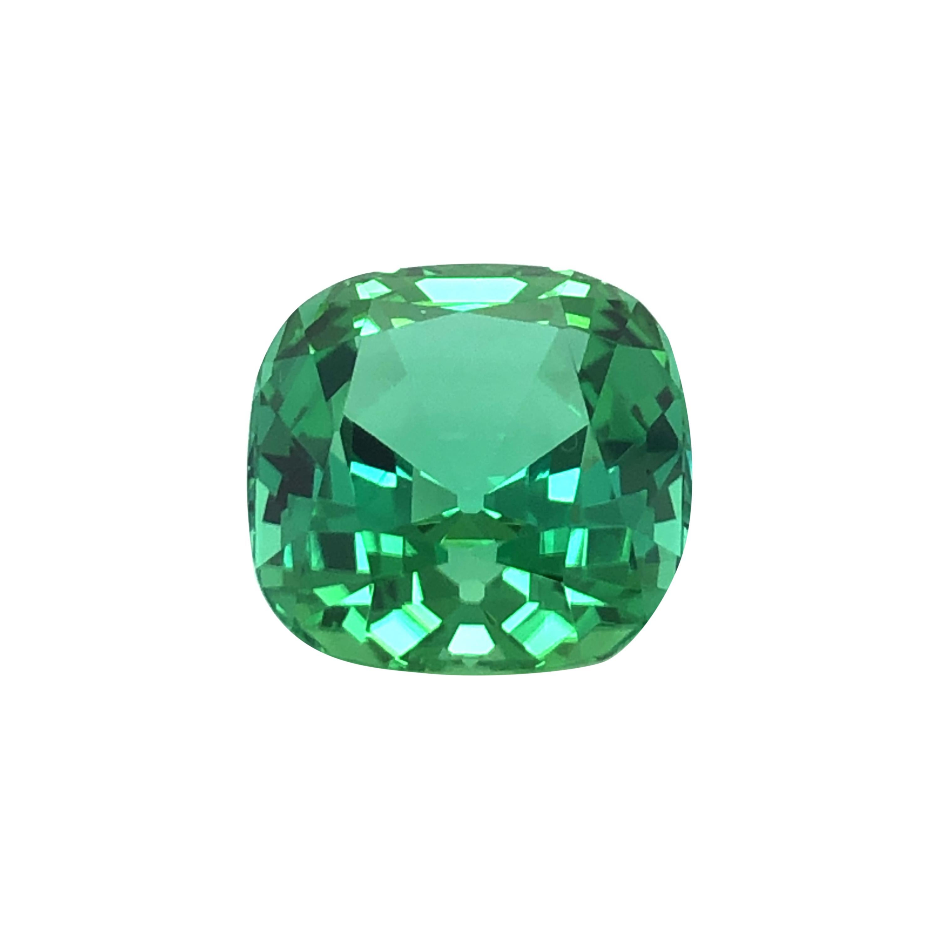 Vibrant Mint Colored Square Cushion Tourmaline of 15.76 Ct For Sale