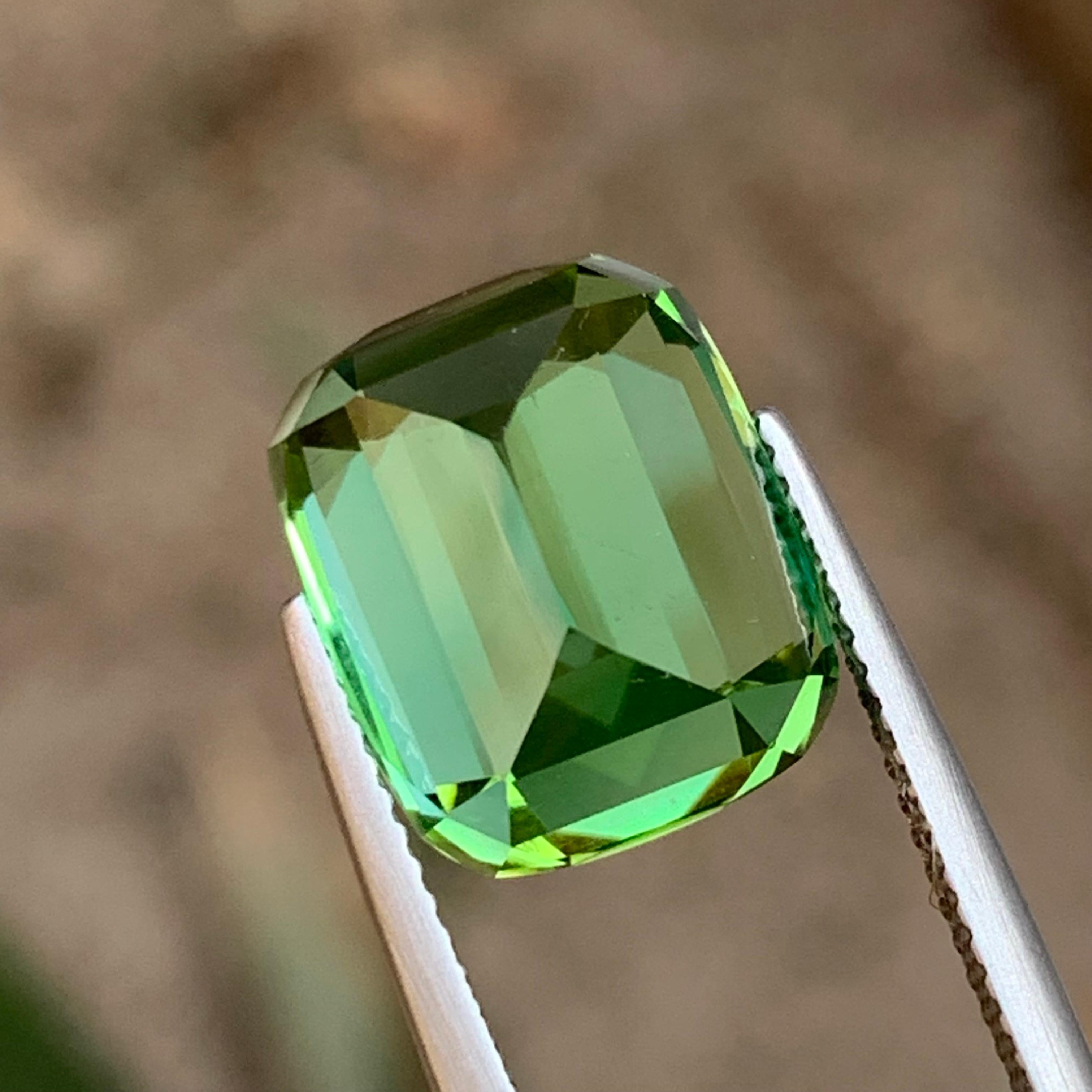 Vibrant Minty Green Natural Tourmaline Ring, Pendant Loose Gemstone 11.55 Carat For Sale 2