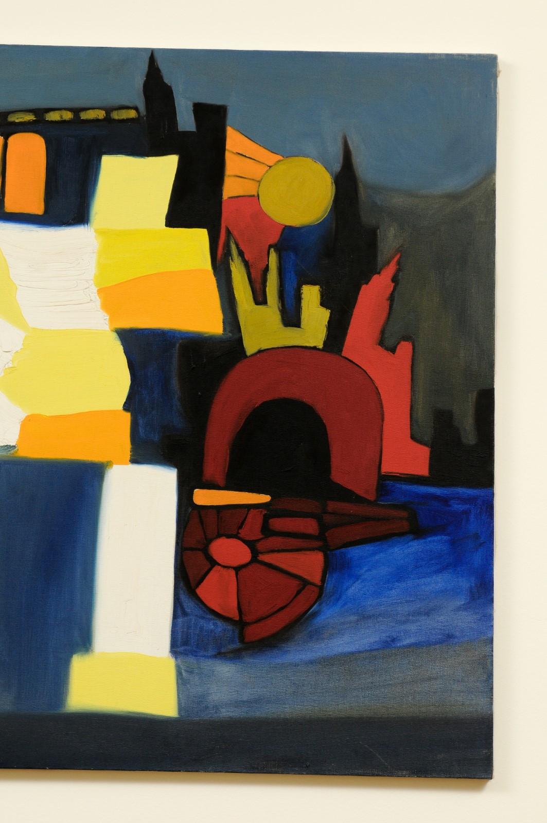 Abstracto moderno vibrante de Arnold Weber, fechado en agosto de 1968 Estadounidense en venta