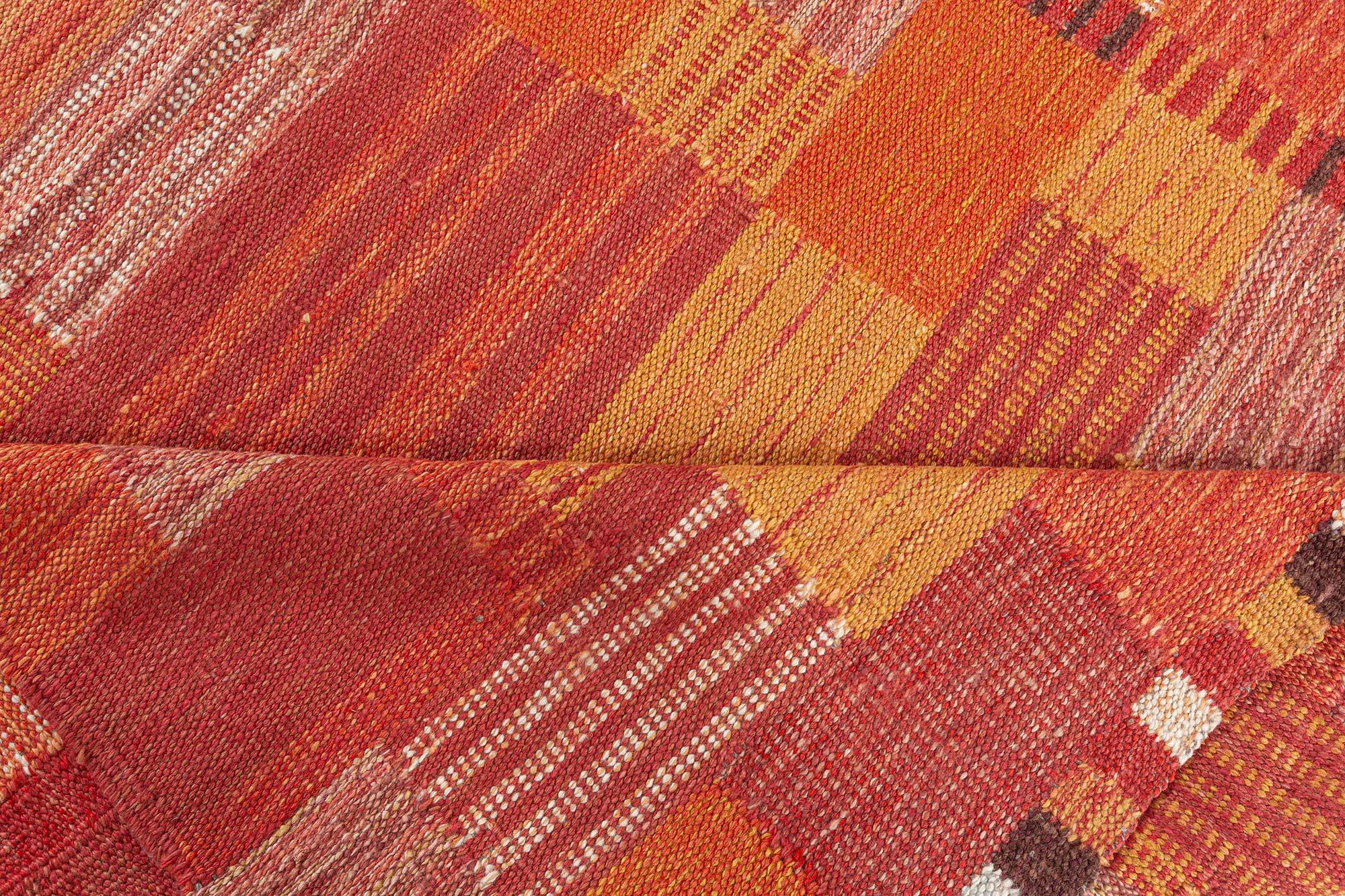 Scandinavian Modern Vibrant Modern Swedish Flat Weave Wool Rug by Doris Leslie Blau For Sale