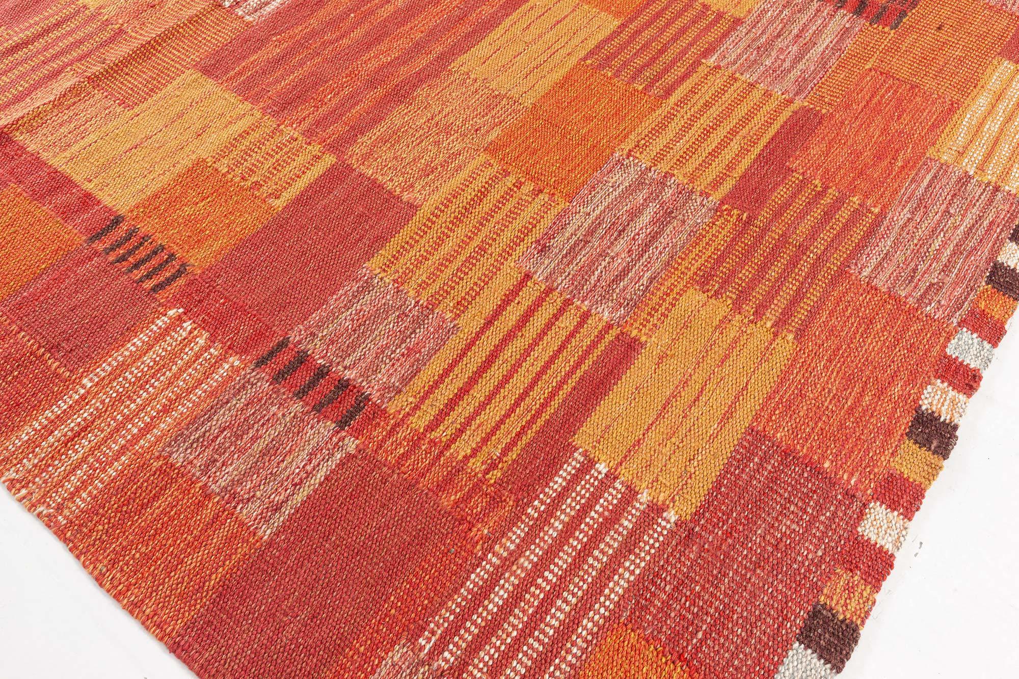 Scandinavian Vibrant Modern Swedish Flat Weave Wool Rug by Doris Leslie Blau For Sale