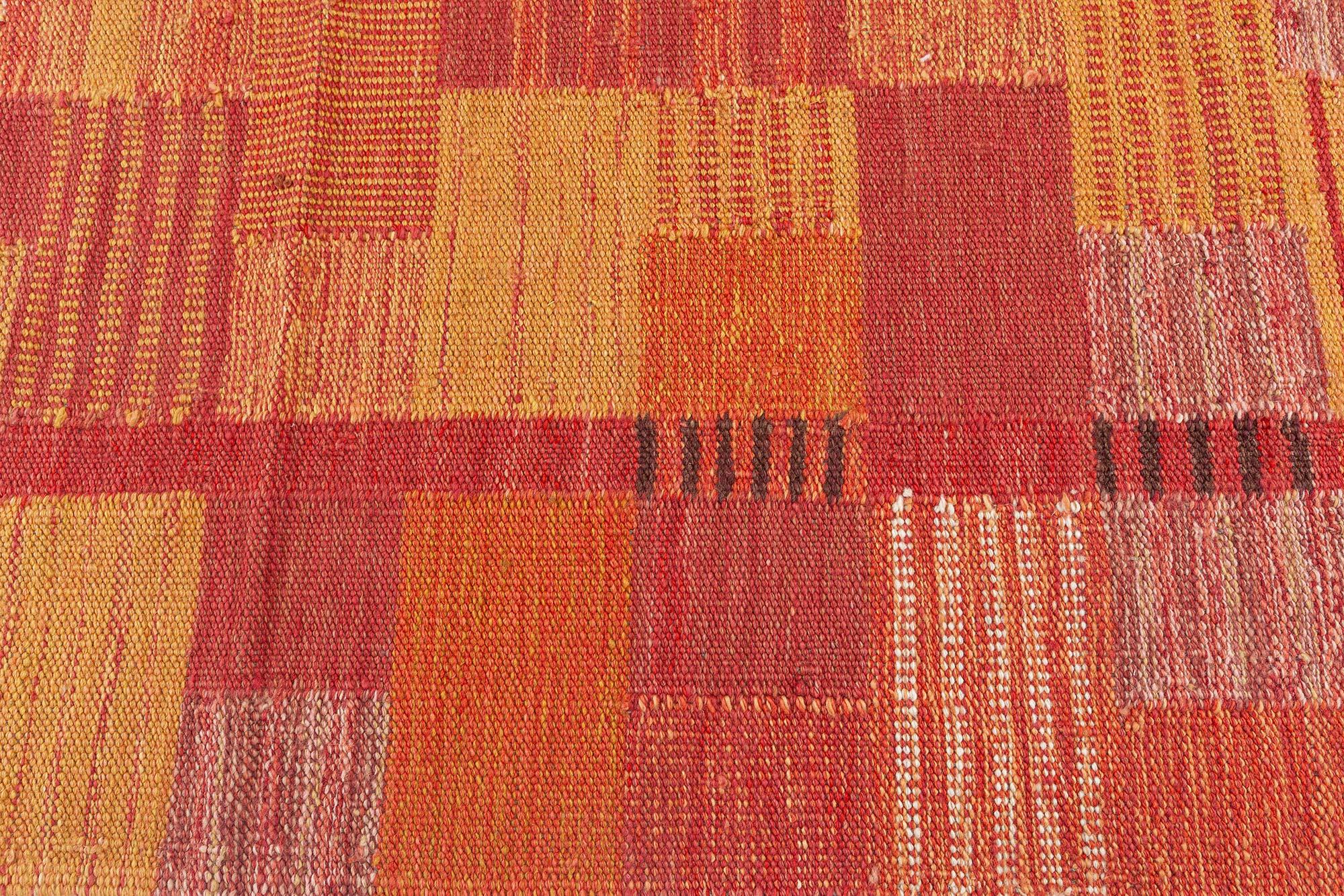 Hand-Woven Vibrant Modern Swedish Flat Weave Wool Rug by Doris Leslie Blau For Sale
