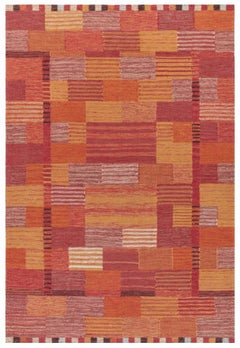 Vibrant Modern Swedish Flat Weave Wool Rug by Doris Leslie Blau