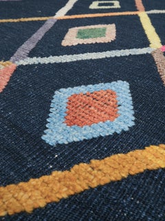 Tapis turc « Tulu » moderne aux couleurs vives • Laine texturée AM Contemporary, fabriquée à la main, 9 x 12