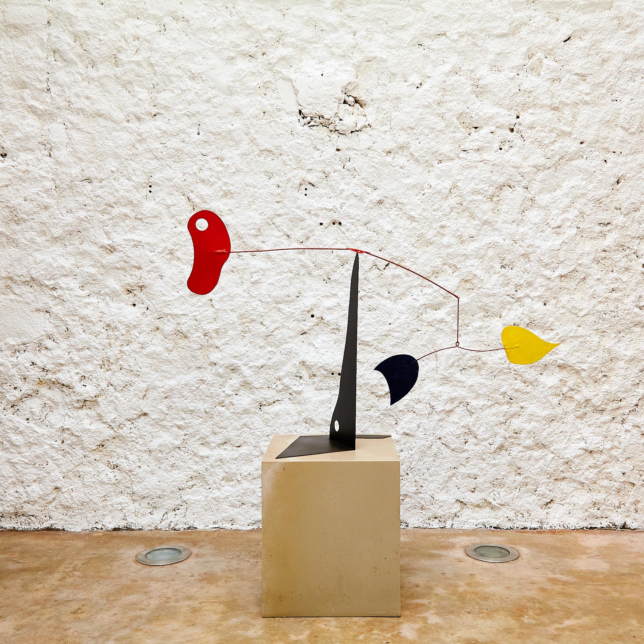Mid-Century Modern Vibrant Motion: Kinetic Sculpture - Iron, Paint, Movement