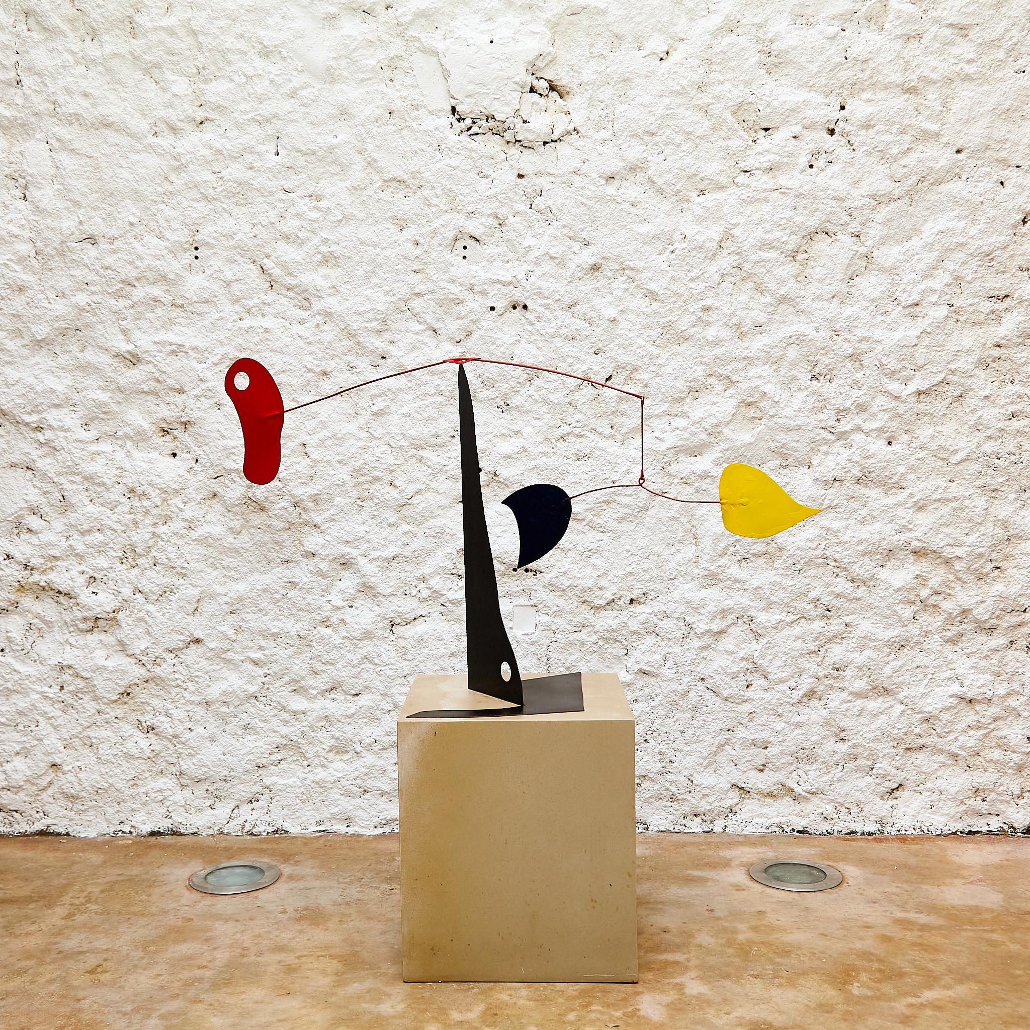 French Vibrant Motion: Kinetic Sculpture - Iron, Paint, Movement