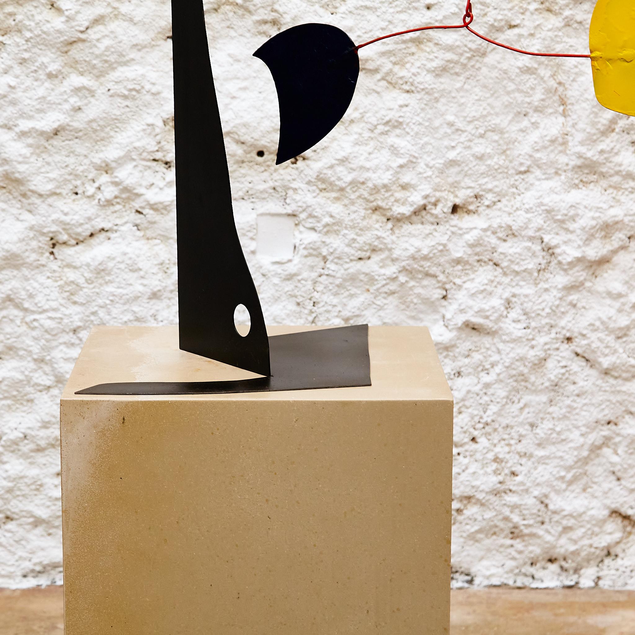 Contemporary Vibrant Motion: Kinetic Sculpture - Iron, Paint, Movement