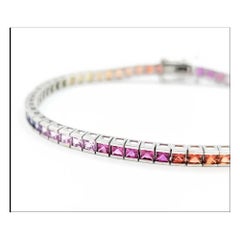 Vibrant Multi-Color Sapphire Bracelet in 14k White Gold