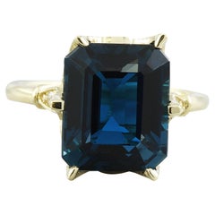 Vibrant Natural Topaz Diamond Ring In 14 Karat Yellow Gold