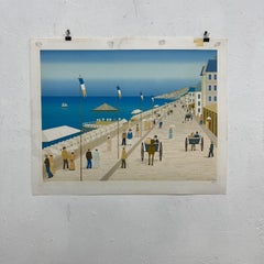 Francois Ledan Folk Art Oceanic Landscape Lithograph by Fanch (Francois Ledan)