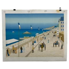 Francois Ledan Folk Art Ocean Landscape Lithograph by Fanch