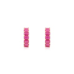 Vibrant Octagon Ruby Huggie Hoop Ohrringe in 14K Gelbgold Jahrestag Geschenk