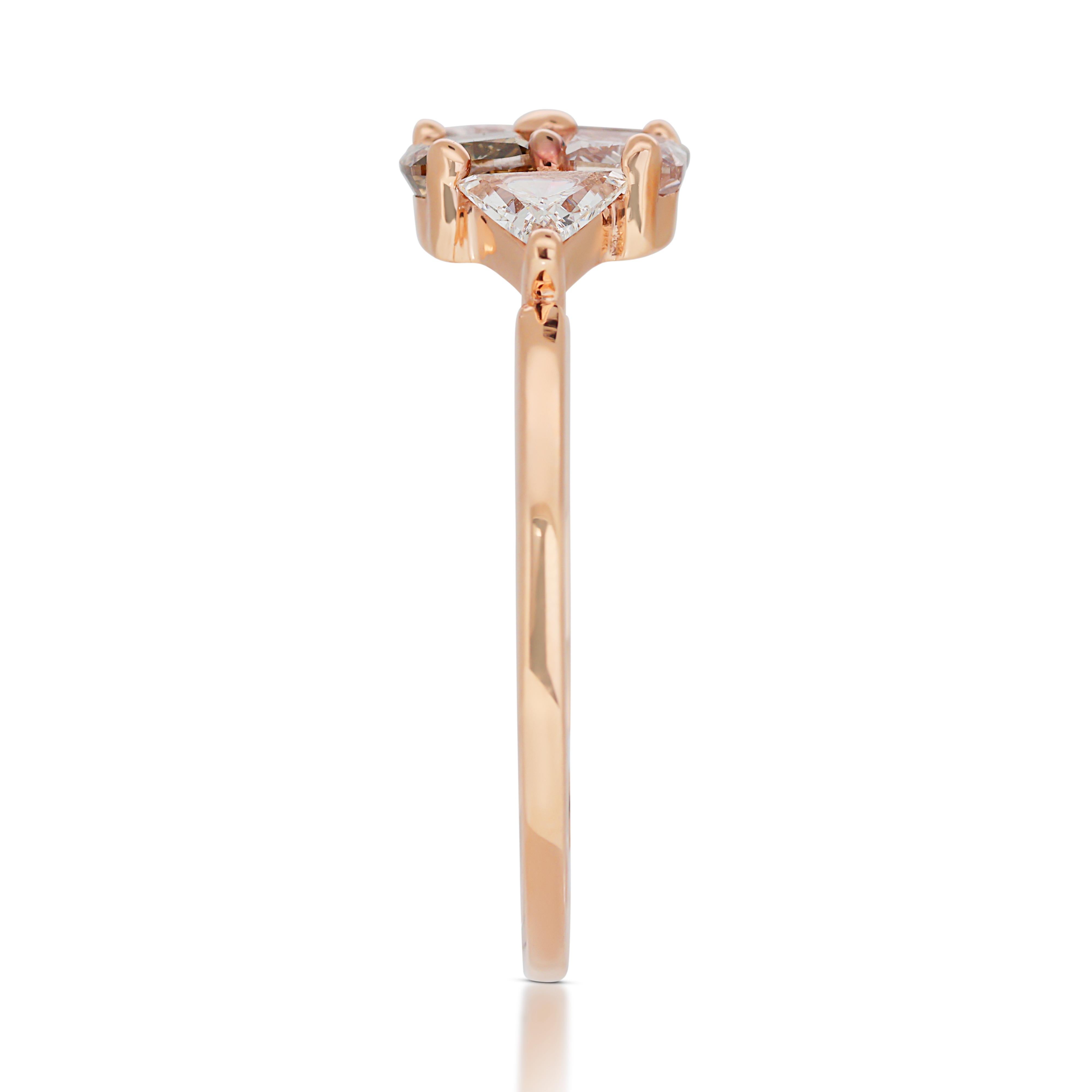 Vibrant One-of-a-Kind 14k Rose Gold Fancy-Colored Diamond Ring w/1.31 ct  For Sale 1