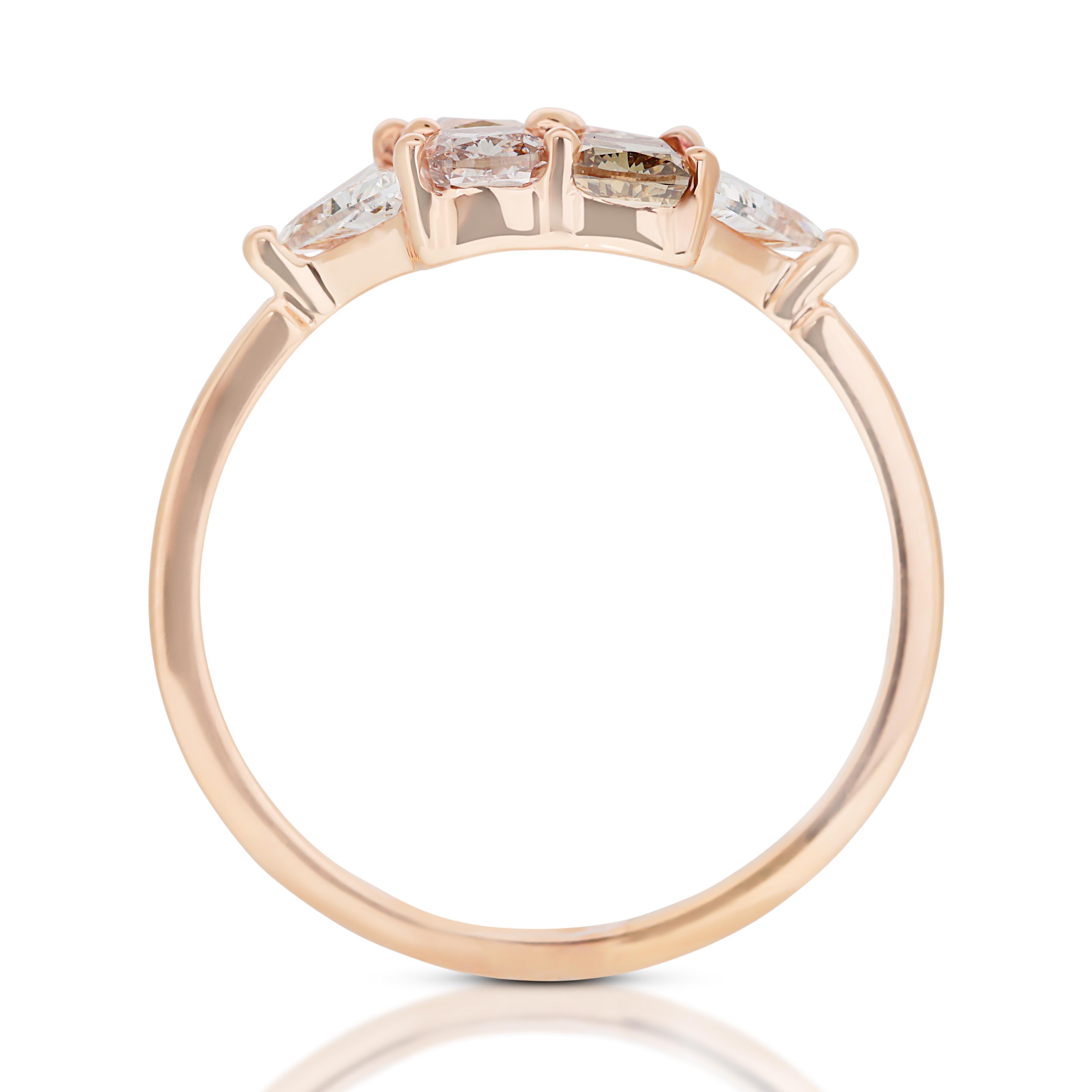 Vibrant One-of-a-Kind 14k Rose Gold Fancy-Colored Diamond Ring w/1.31 ct  For Sale 2