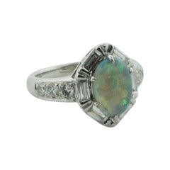 Vibrant Opal and Diamond Ring in Platinum