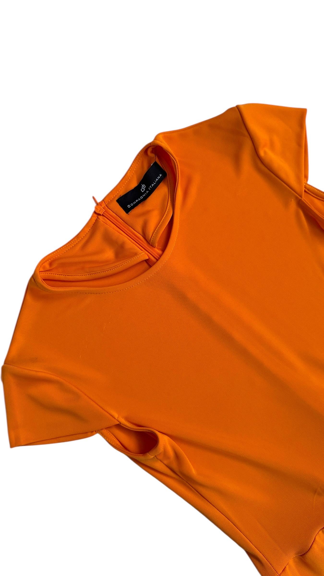 Robe bodycon orange vif par Compagnia Italiana en vente 4