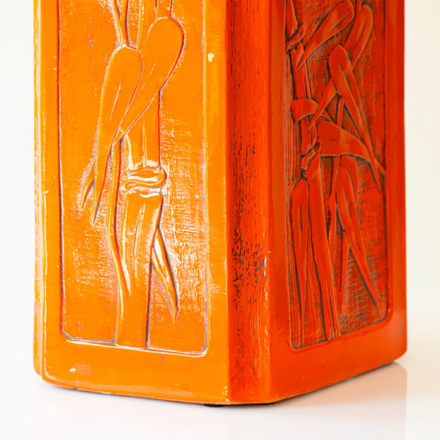 Vibrant Orange Ceramic Table Lamp, Lampshade by R. Houben, 1970 (Französisch) im Angebot