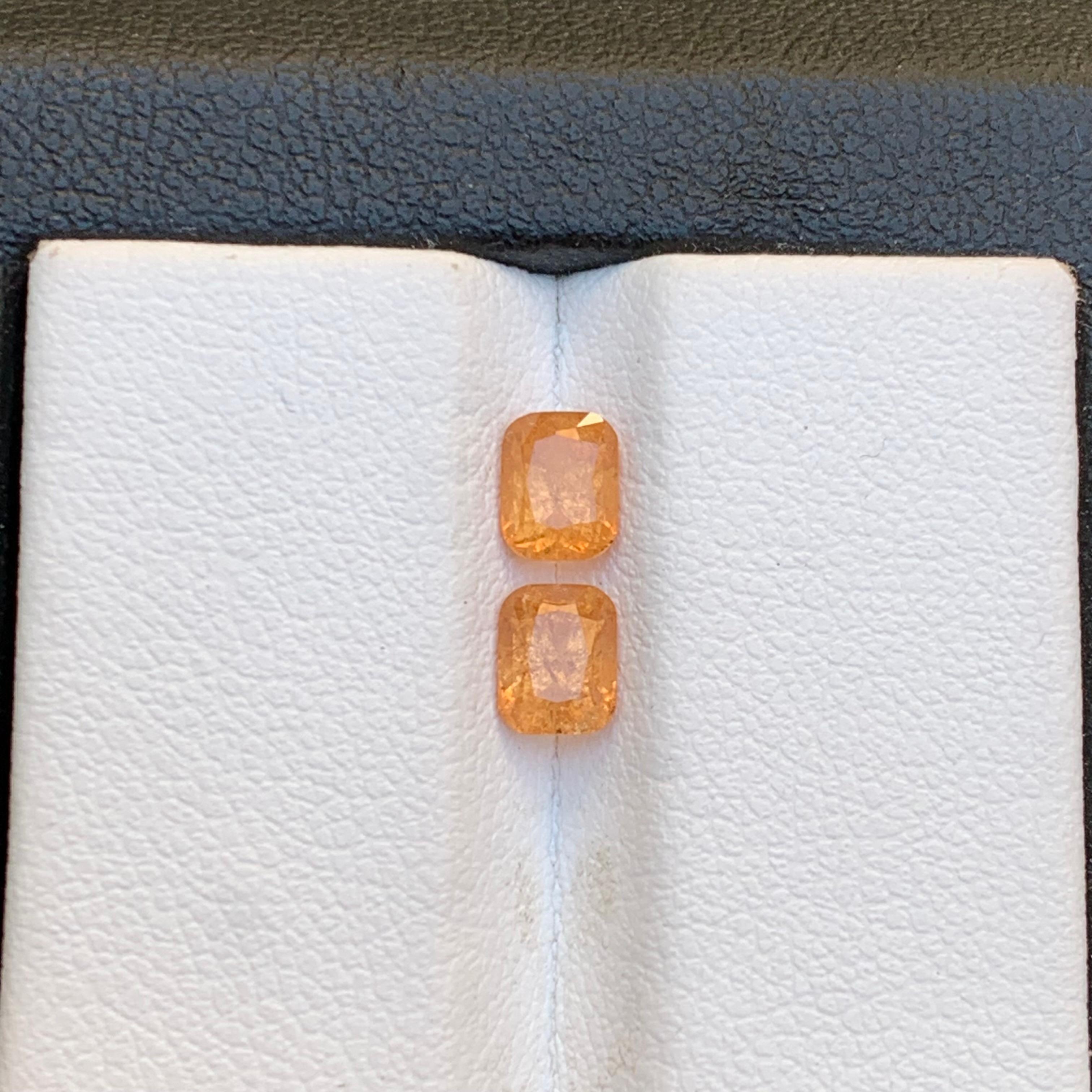 Vibrant Orange Natural Spessartine / Mandarin Garnet Loose Gemstones Pair 1.30Ct For Sale 4