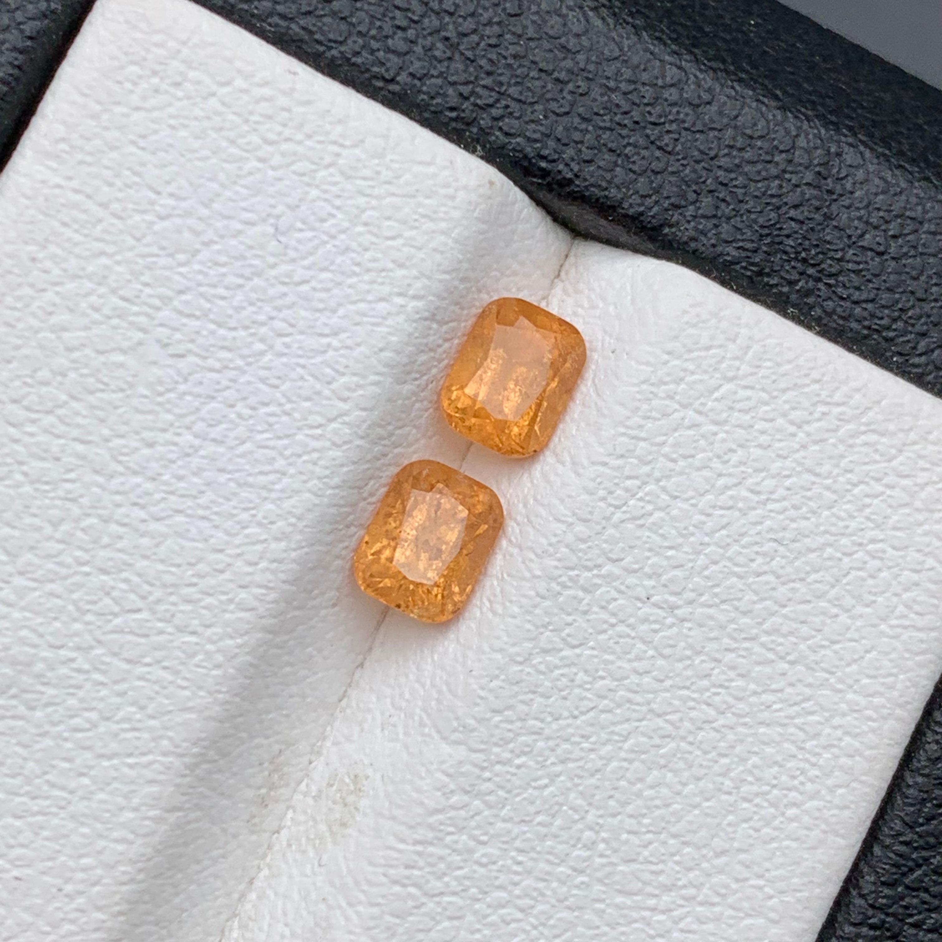 Vibrant Orange Natural Spessartine / Mandarin Garnet Loose Gemstones Well Matched Perfect Pair Set for Ring, Earrings, Necklace Pendant, Bracelet or any other Jewelry Setting-Cushion Cut!!

💎 GEMSTONE TYPE: Spessartine Garnet
⚖️ WEIGHT: 1.30