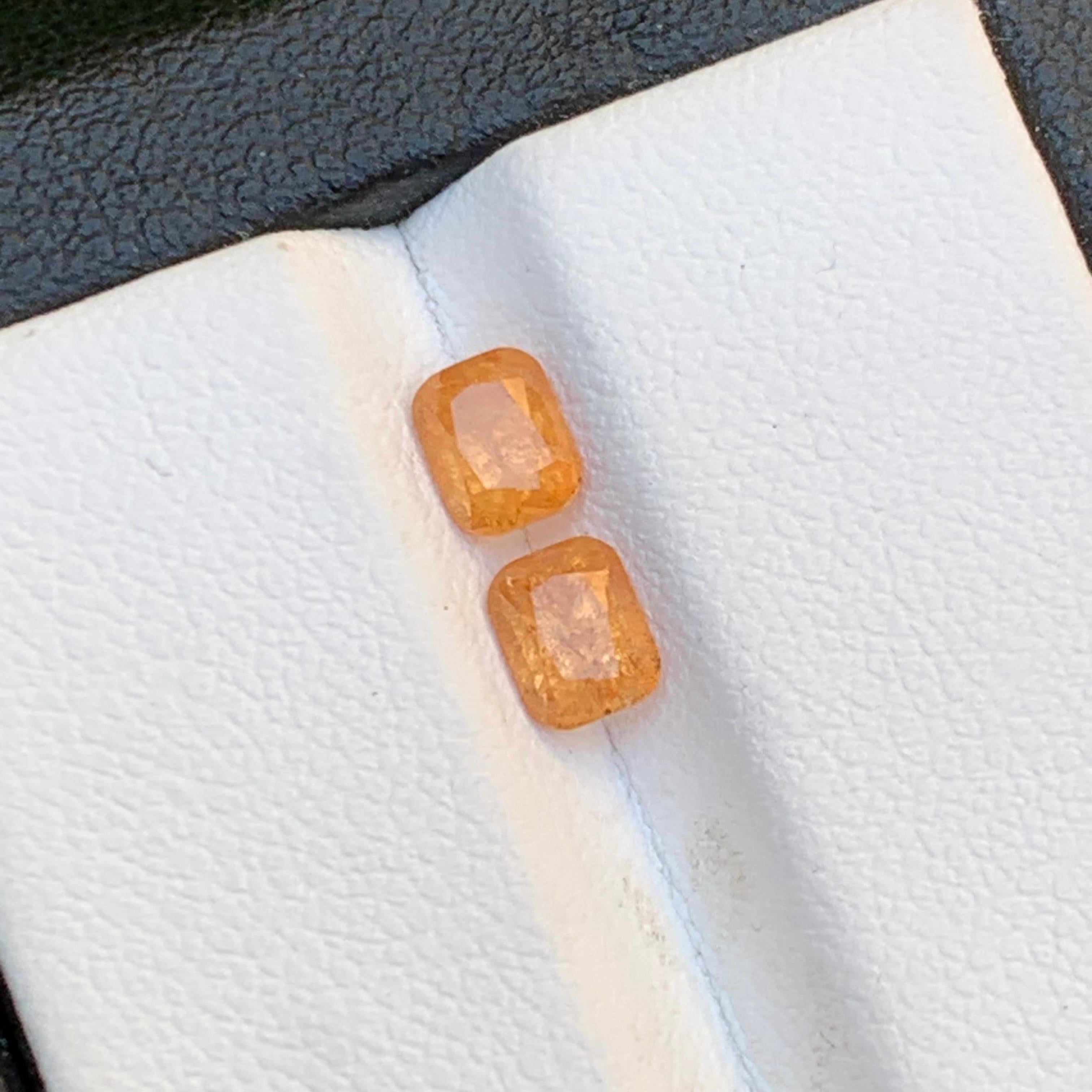 Contemporary Vibrant Orange Natural Spessartine / Mandarin Garnet Loose Gemstones Pair 1.30Ct For Sale