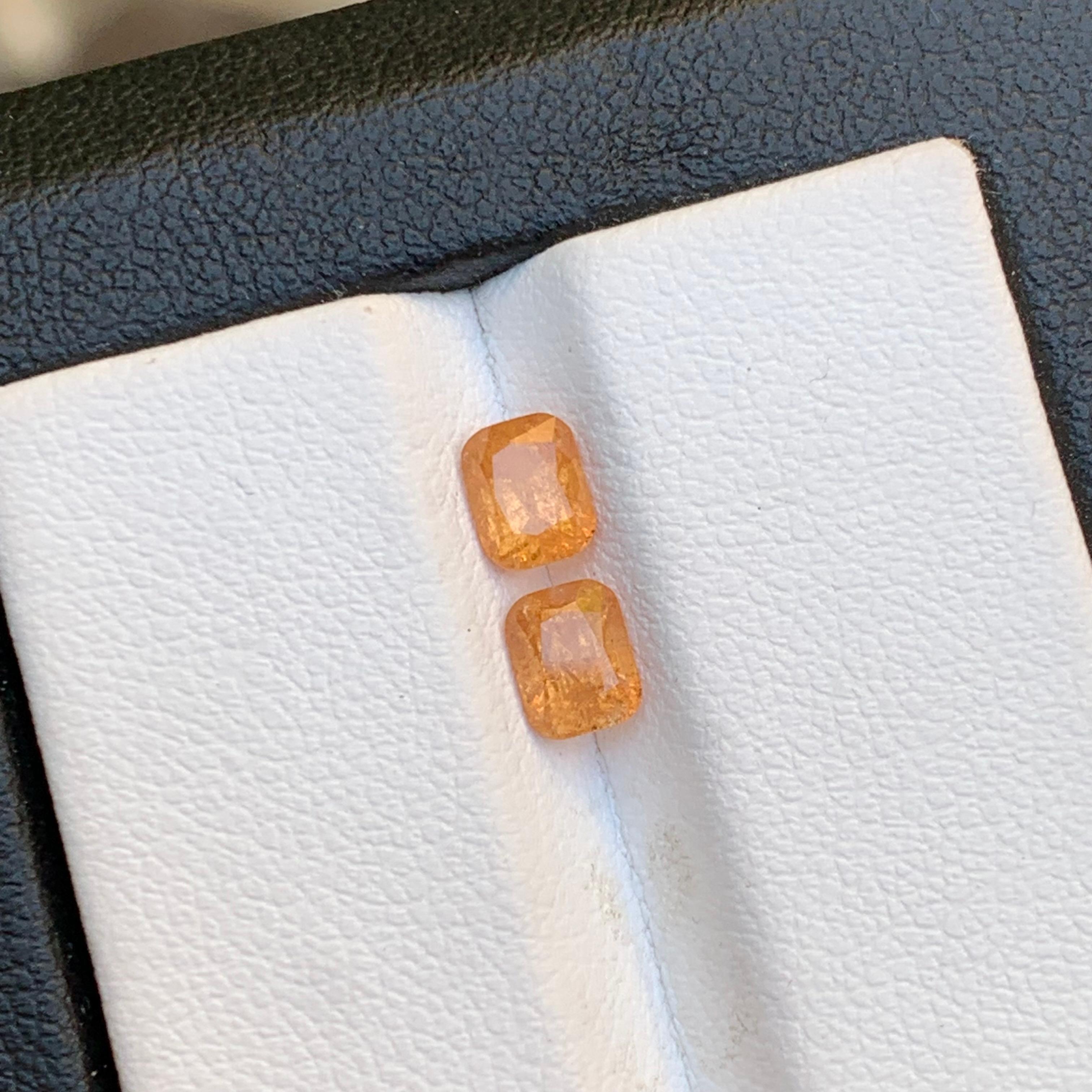Vibrant Orange Natural Spessartine / Mandarin Garnet Loose Gemstones Pair 1.30Ct For Sale 3