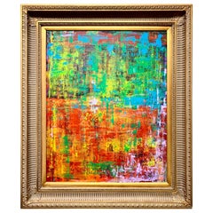 Vibrant Original Abstract Expressionist Signed Painting by Arlene Carr
