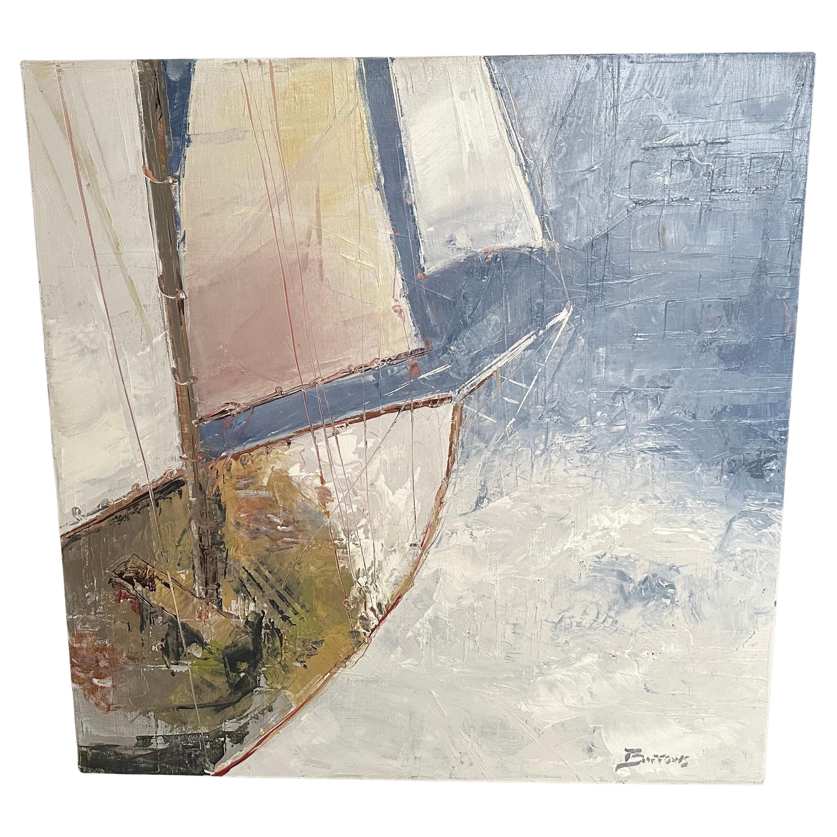 Vibrant Original Oil on Canvas, Titled "Stem To Stern" by John Michael Burrows For Sale