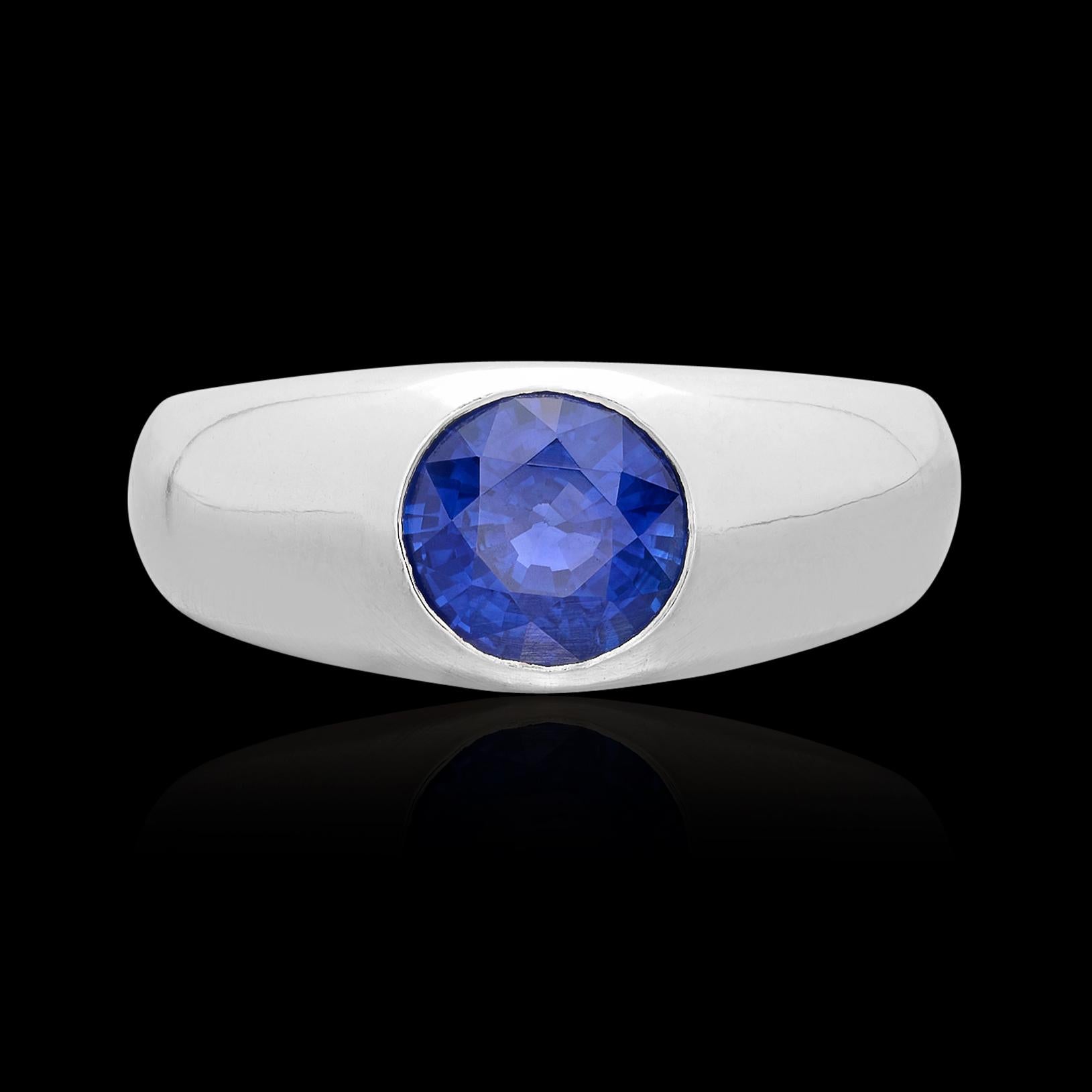 Anello in platino con zaffiro ovale vibrante In condizioni ottime in vendita a San Francisco, CA
