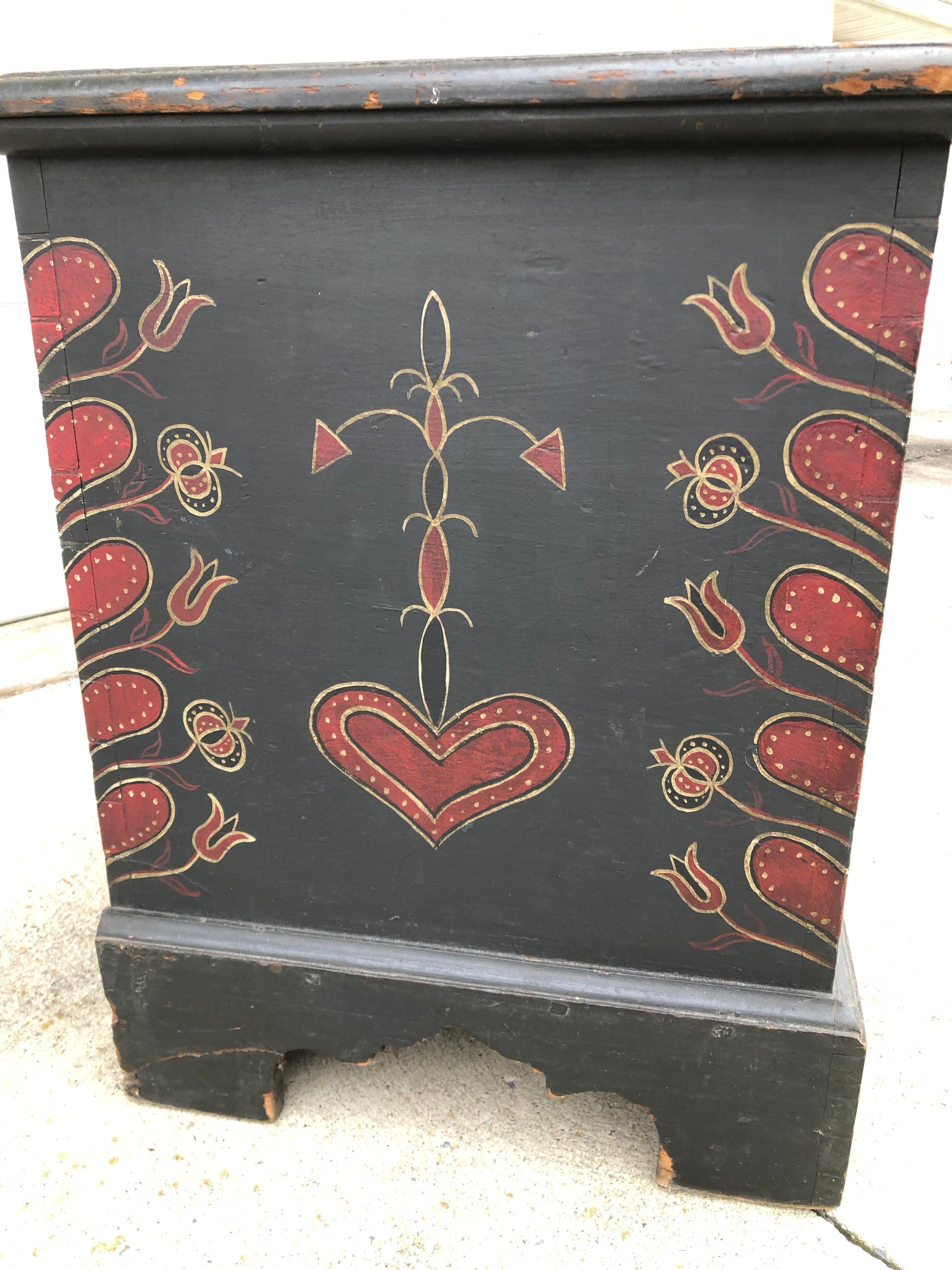 North American Vibrant Painted Blanket Chest Lehigh County Pennsylvania, circa 1790 For Sale