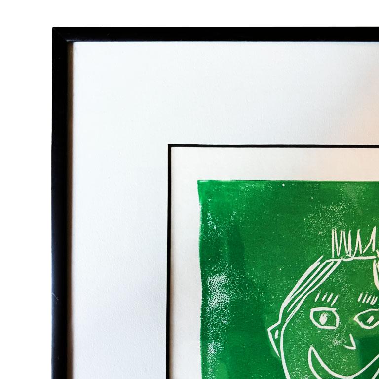Vibrante Pareja de Grabados Pop Art Contemporáneos en Madera - Firmados y Enmarcados en venta 4