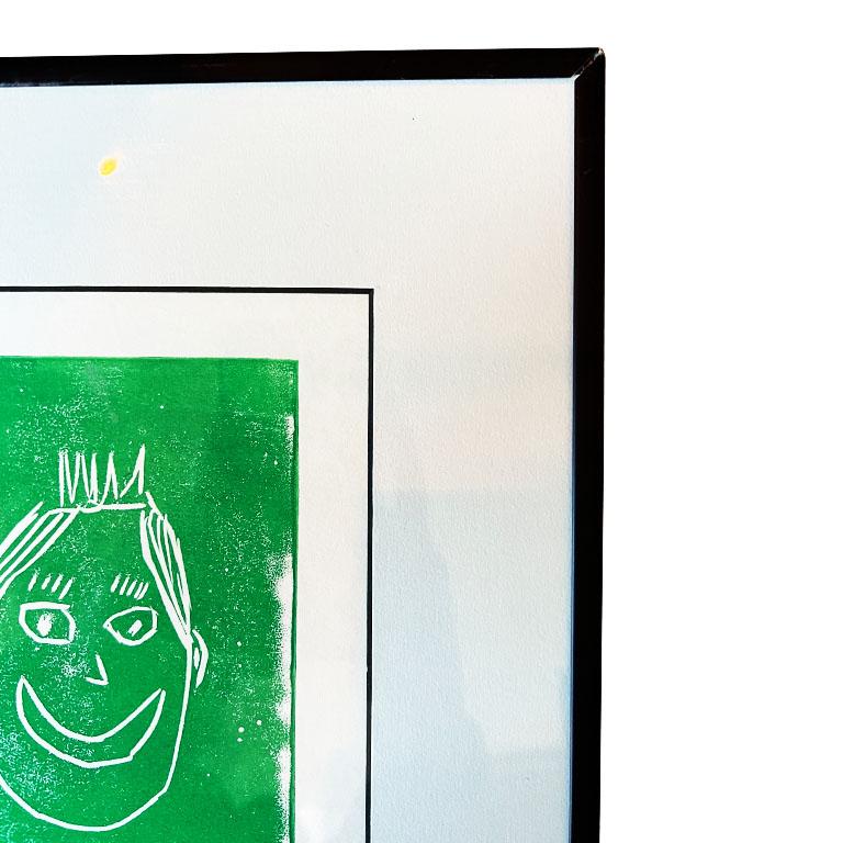 Vibrante Pareja de Grabados Pop Art Contemporáneos en Madera - Firmados y Enmarcados en venta 5