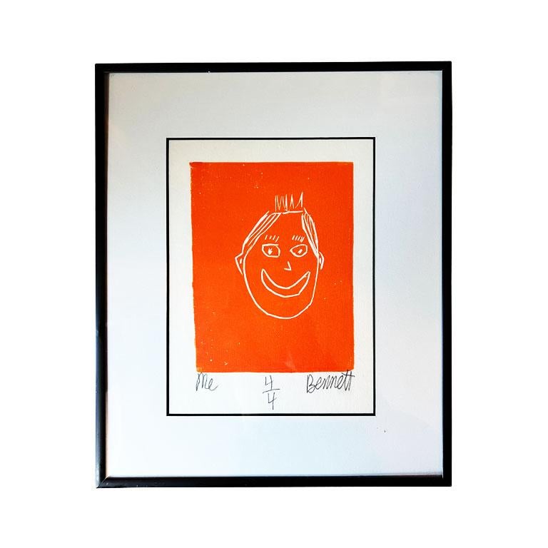Vibrante Pareja de Grabados Pop Art Contemporáneos en Madera - Firmados y Enmarcados Moderno de mediados de siglo en venta