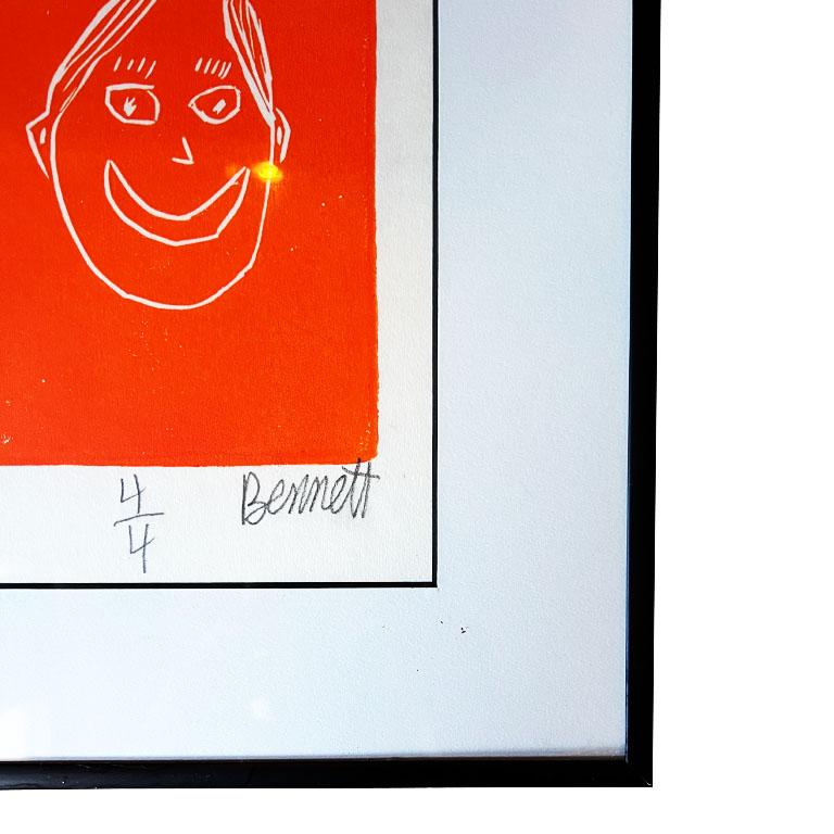 Vibrante Pareja de Grabados Pop Art Contemporáneos en Madera - Firmados y Enmarcados Estadounidense en venta