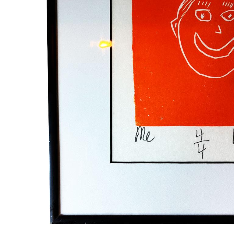 Vibrante Pareja de Grabados Pop Art Contemporáneos en Madera - Firmados y Enmarcados en Bueno estado para la venta en Oklahoma City, OK