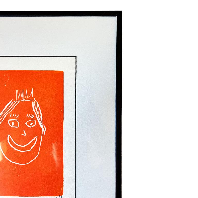 Vibrante Pareja de Grabados Pop Art Contemporáneos en Madera - Firmados y Enmarcados Metal en venta