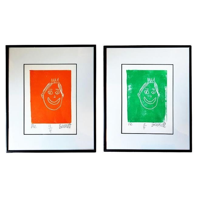 Vibrant Pair of Contemporary Pop Art Woodblock Prints – Signed & Framed