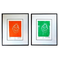 Coppia di stampe pop art contemporanee - firmate e incorniciate