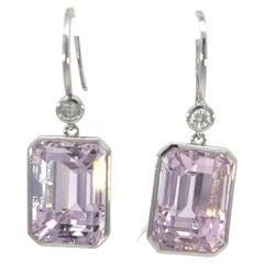 Vibrant Pink Barbie Kunzite Ohrring 22,18crt mit .176crt weißen Diamanten Ohrring