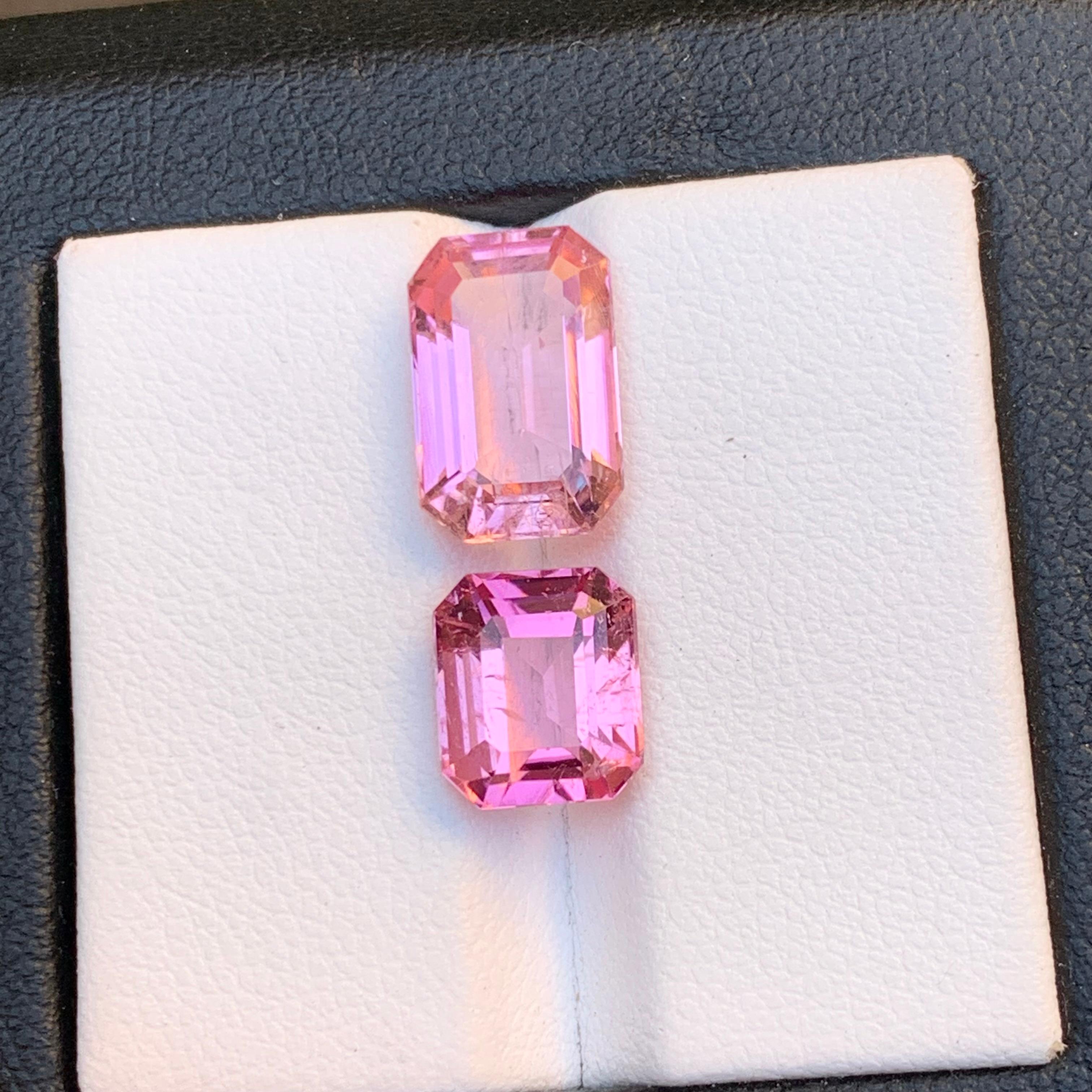 Gemme sciolte di tormalina naturale rosa vibrante 7,30 carati taglio smeraldo per gioielli in vendita 5
