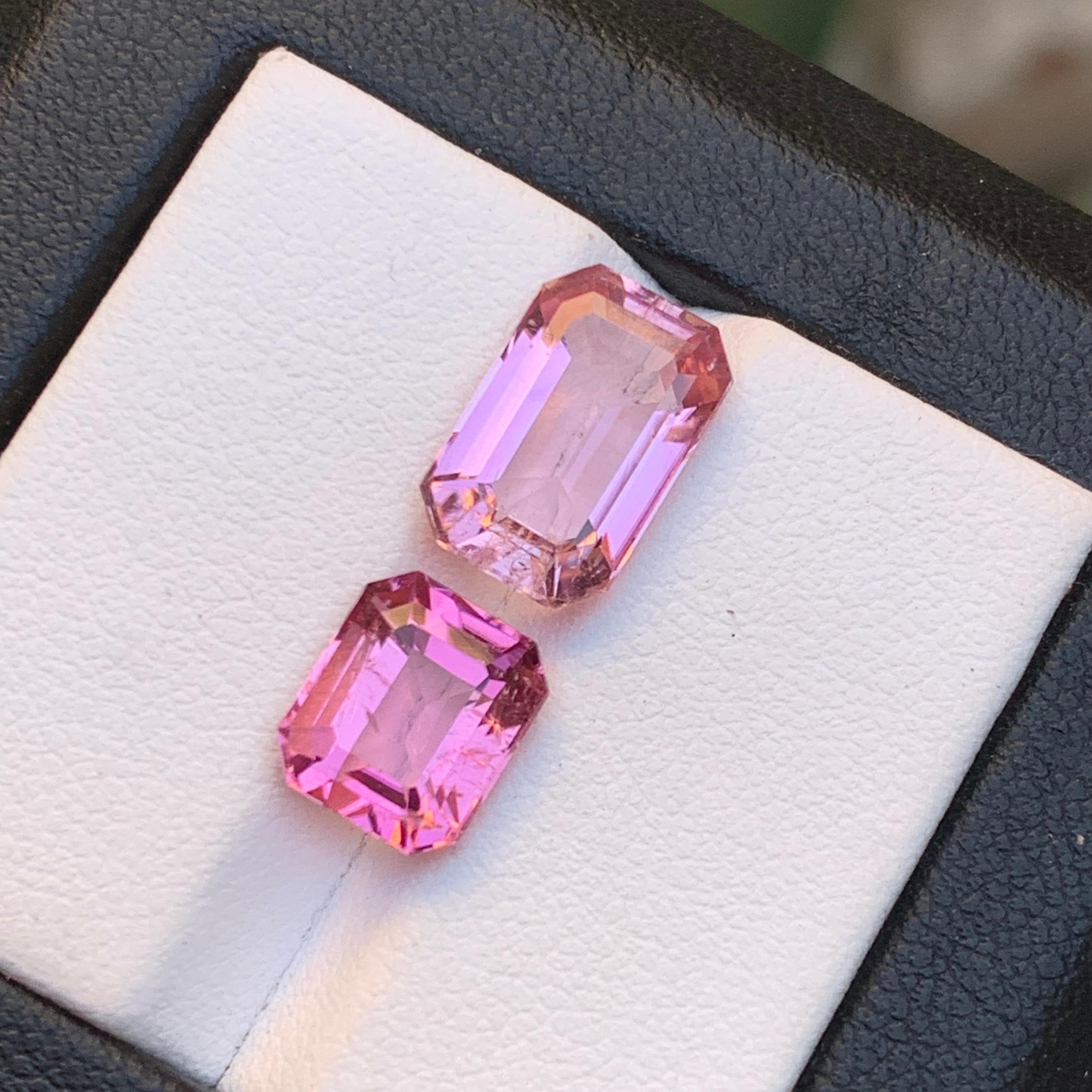Gemme sciolte di tormalina naturale rosa vibrante 7,30 carati taglio smeraldo per gioielli in vendita 6