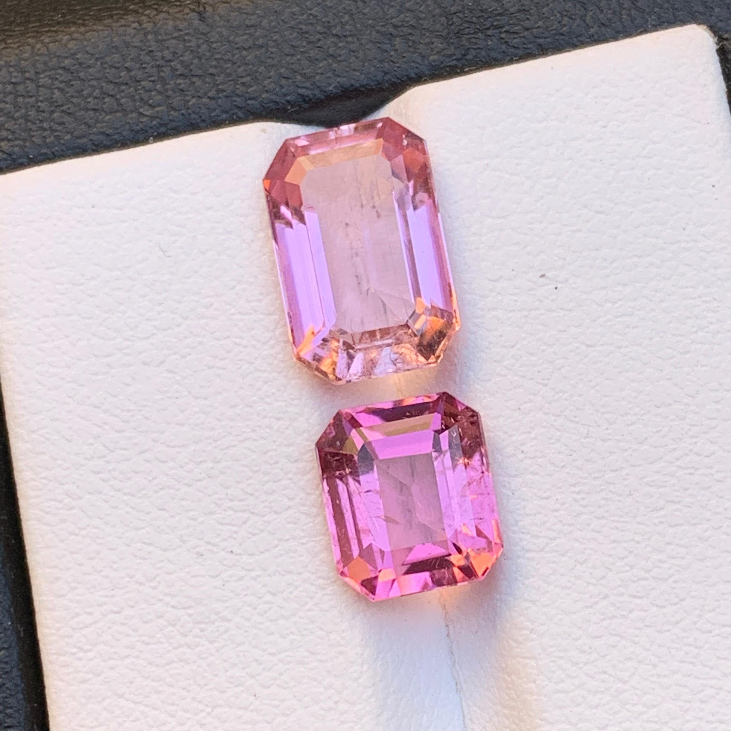 Gemme sciolte di tormalina naturale rosa vibrante 7,30 carati taglio smeraldo per gioielli In condizioni Nuovo in vendita a Peshawar, PK