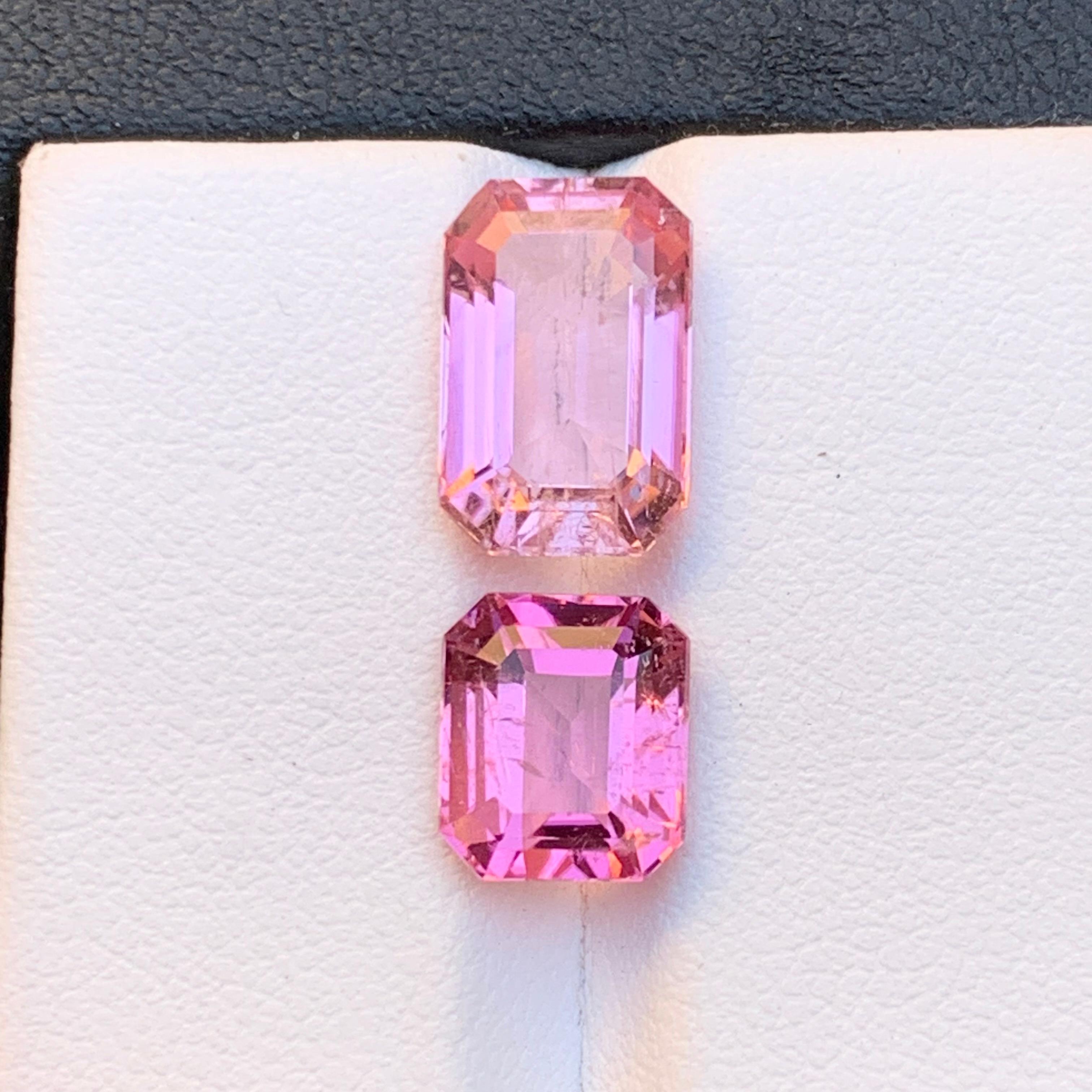 da uomo o donna Gemme sciolte di tormalina naturale rosa vibrante 7,30 carati taglio smeraldo per gioielli in vendita