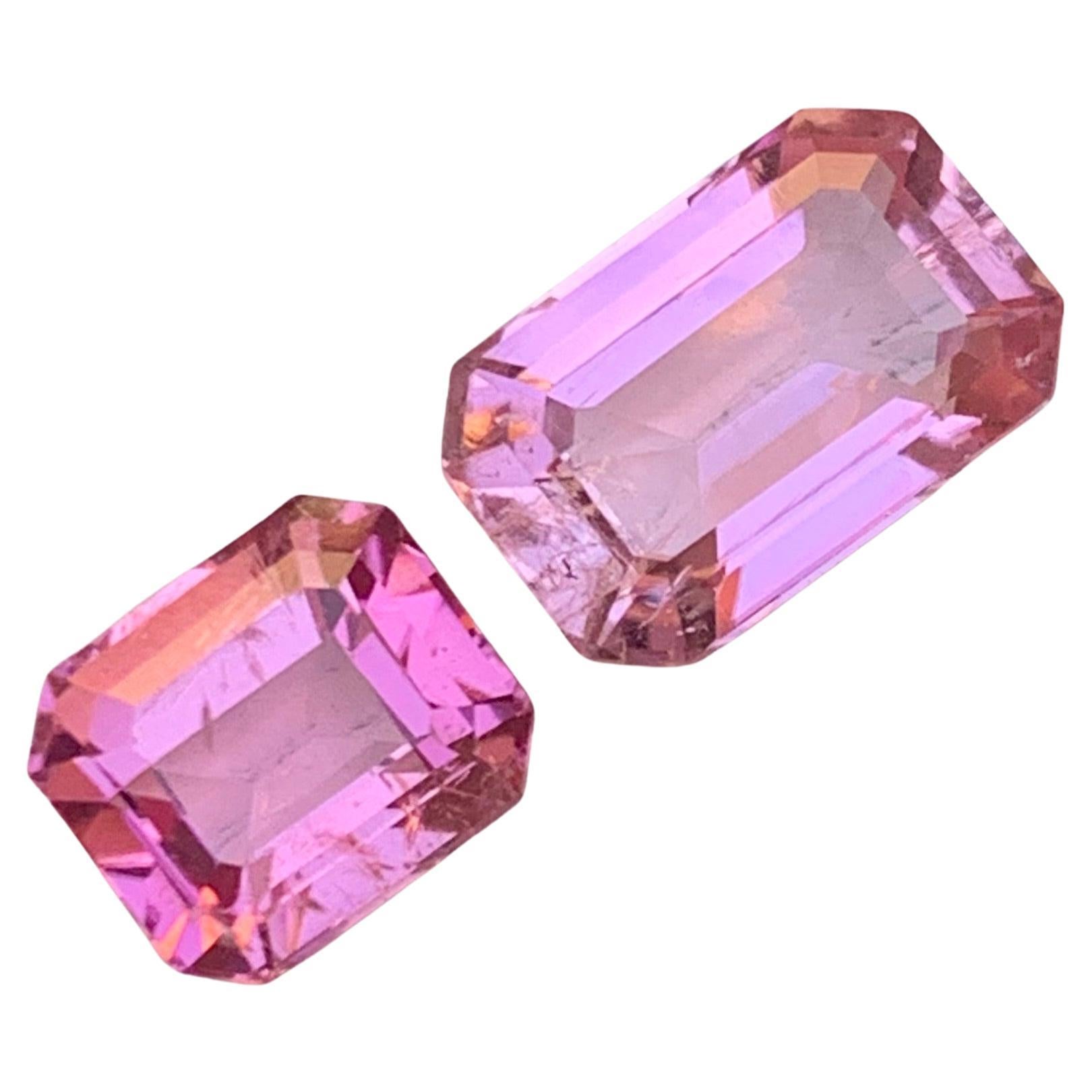 Gemas sueltas de turmalina natural rosa vibrante 7,30 ct talla esmeralda para joyería