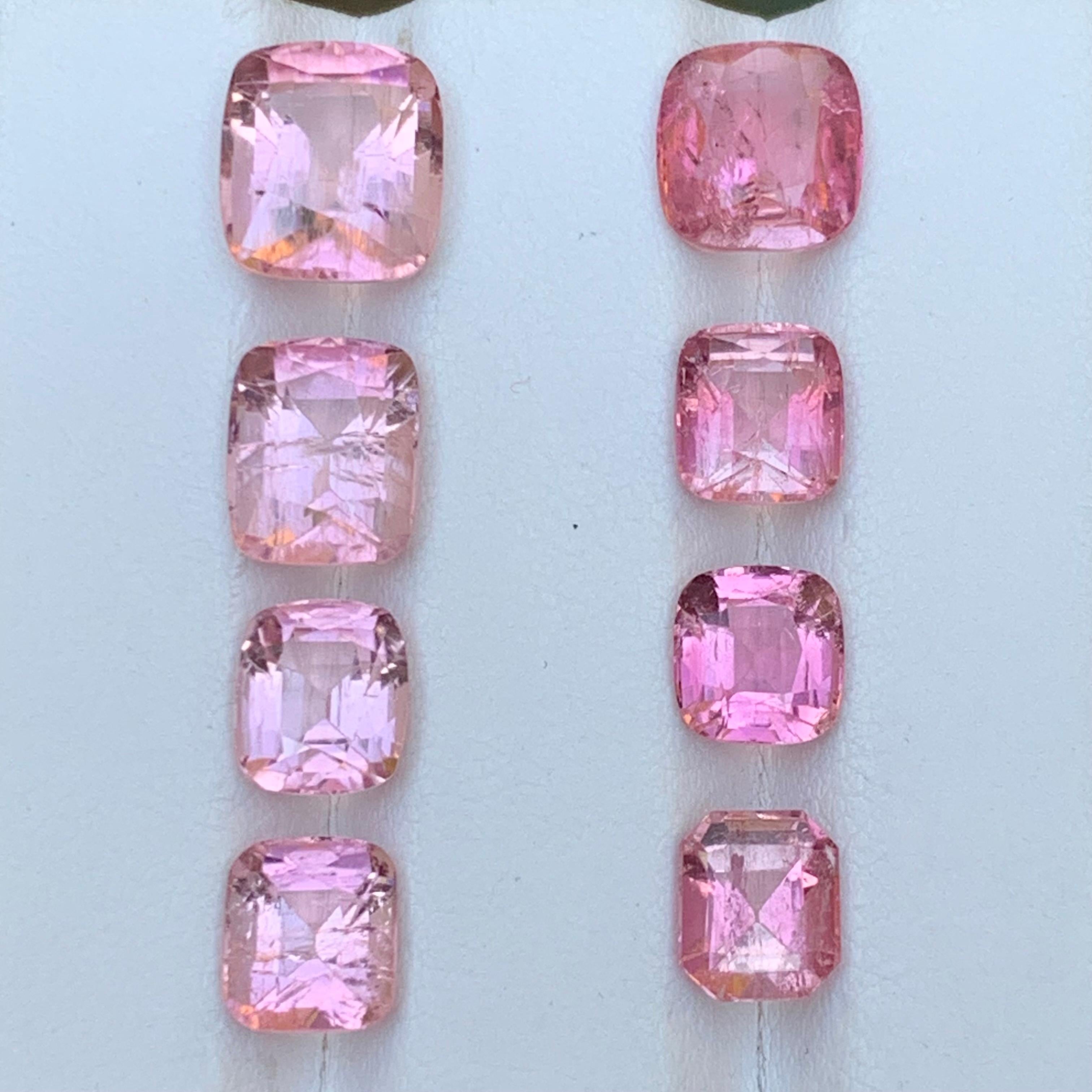 Contemporary Vibrant Pink Natural Tourmaline Loose Gemstones Lot 15 Ct Cushion Cut-Jewelry For Sale