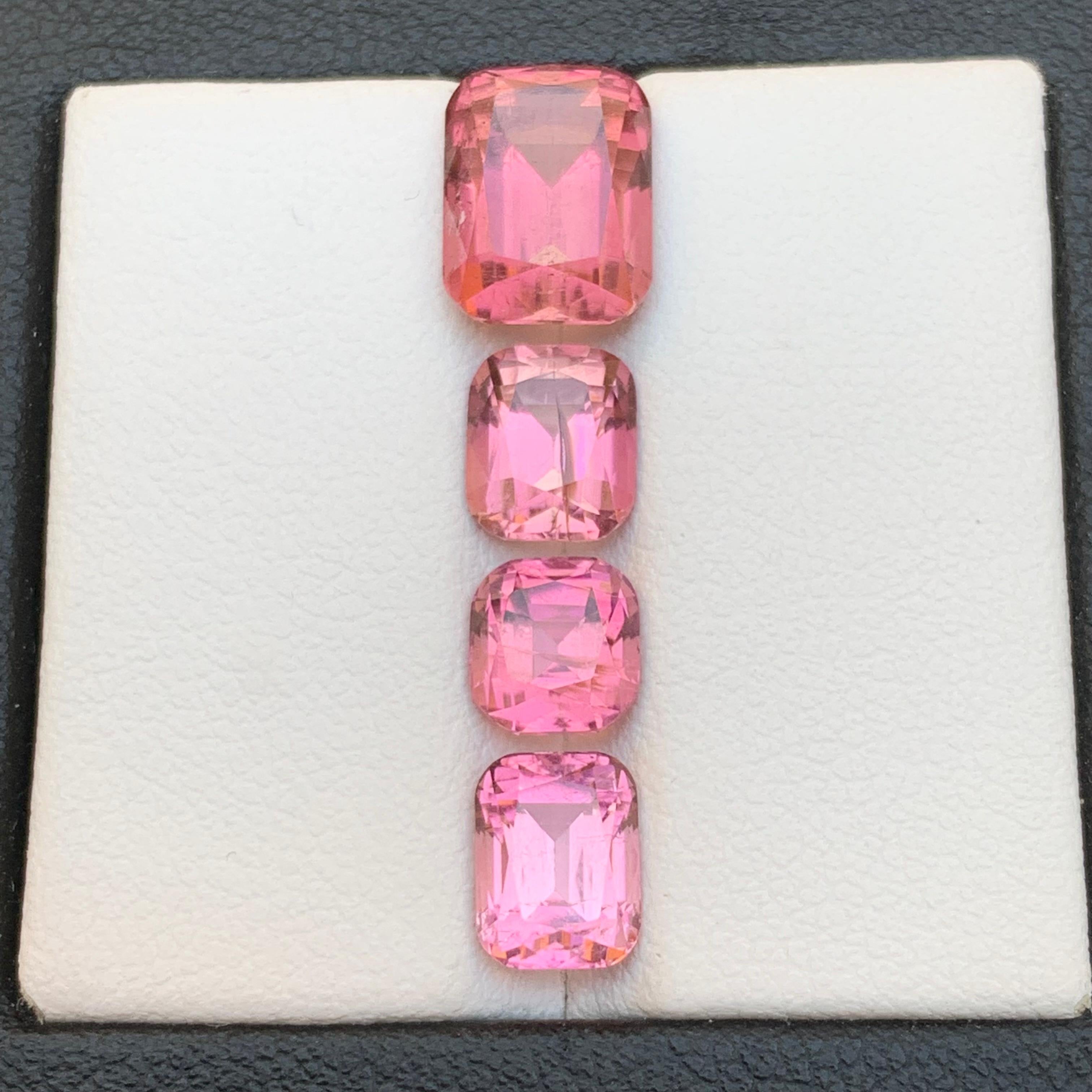 Vibrant Pink Natural Tourmaline Loose Gemstones Lot 8.60 Ct Cushion Cut-Jewelry For Sale 6