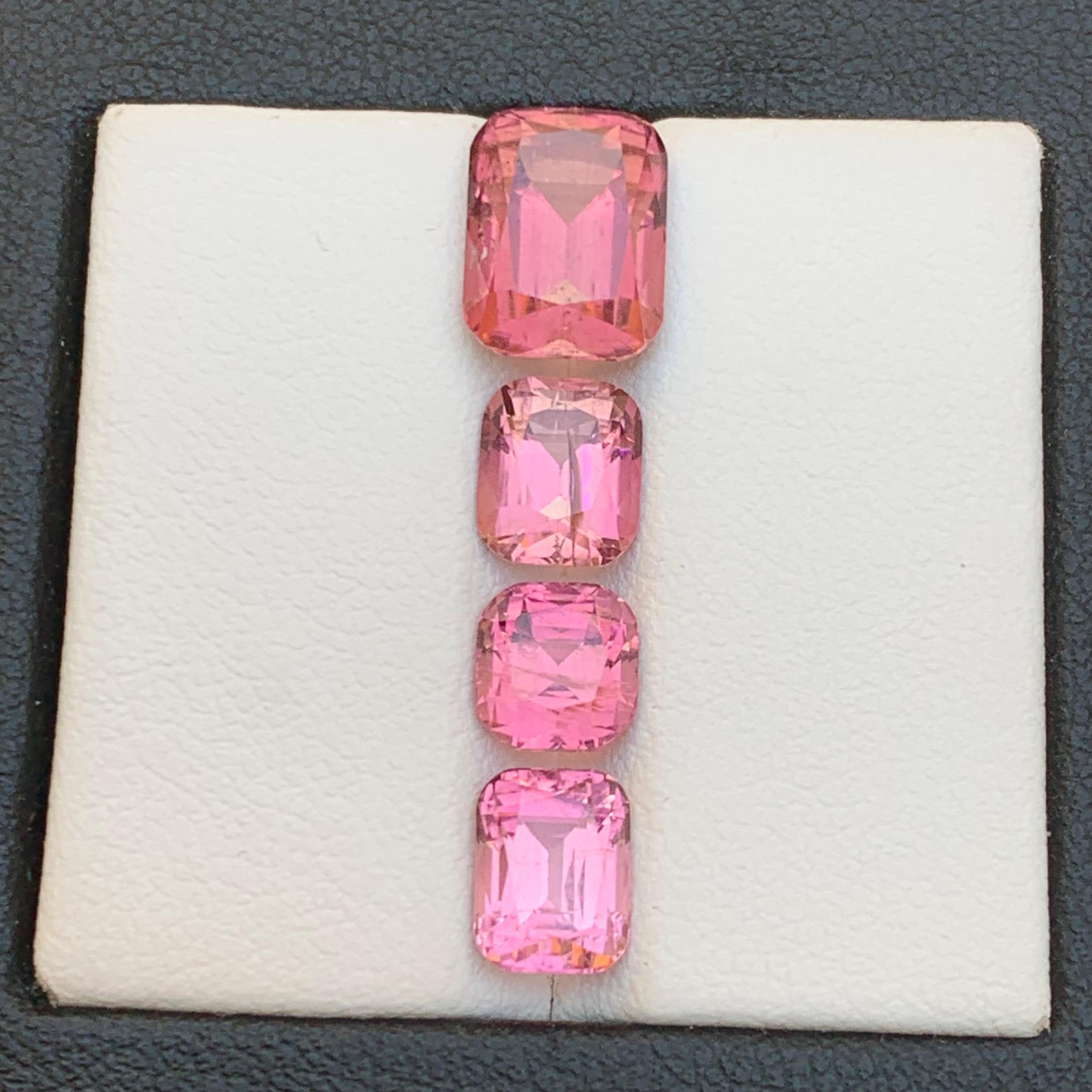 Contemporary Vibrant Pink Natural Tourmaline Loose Gemstones Lot 8.60 Ct Cushion Cut-Jewelry For Sale