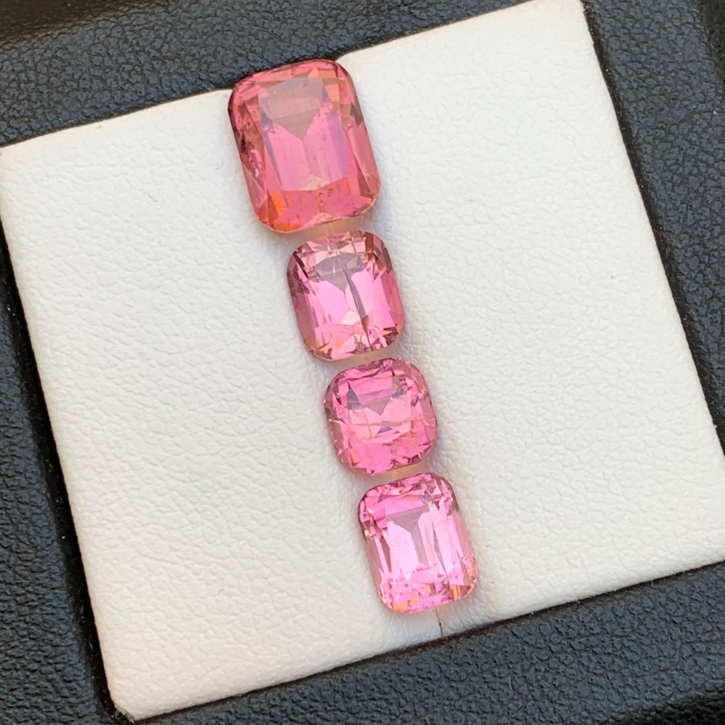 Women's or Men's Vibrant Pink Natural Tourmaline Loose Gemstones Lot 8.60 Ct Cushion Cut-Jewelry For Sale