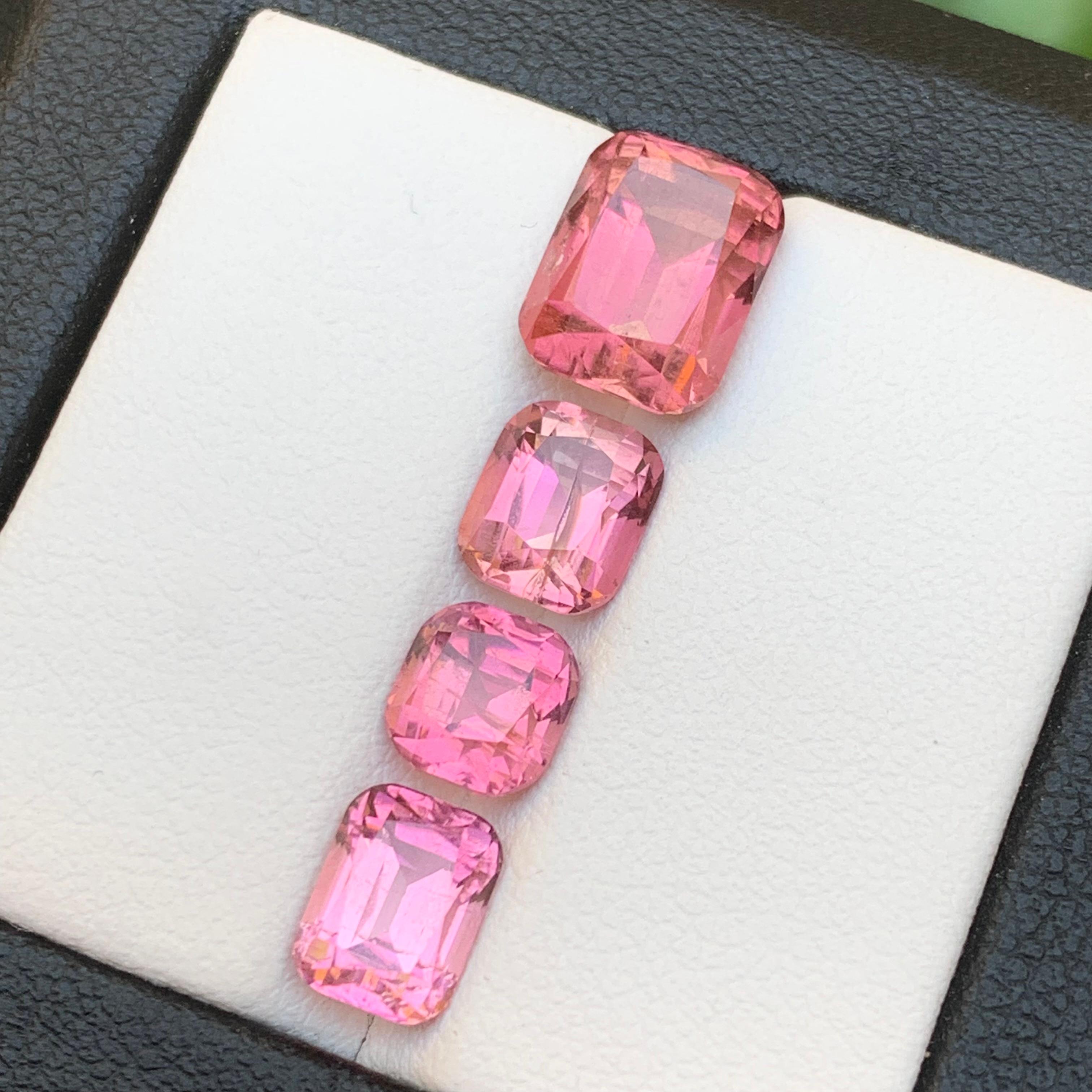 Vibrant Pink Natural Tourmaline Loose Gemstones Lot 8.60 Ct Cushion Cut-Jewelry For Sale 3