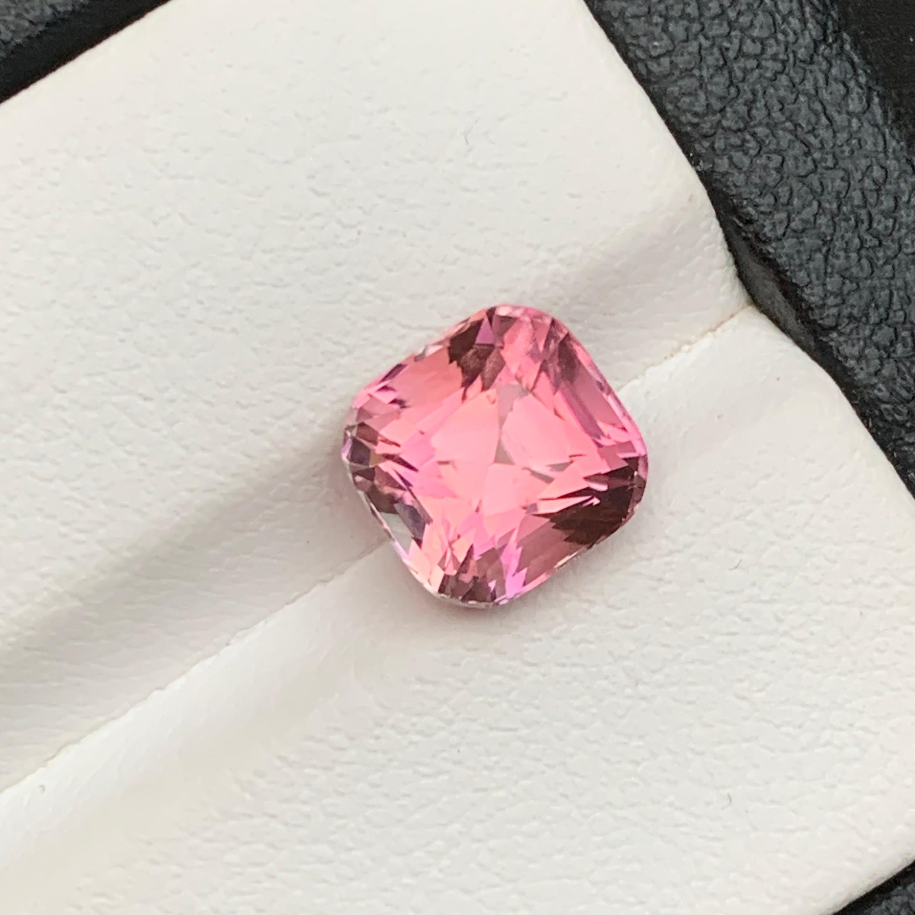 Vibrant Pink Natural Tourmaline Ring Loose Gemstone 3.40 Ct Cushion Cut-Jewelry For Sale 5